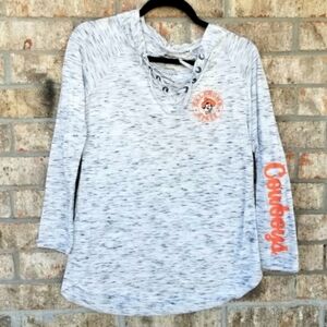 Oklahoma State University GRAY COWBOYS Hoodie (Women M) Long Sleeve Shirt